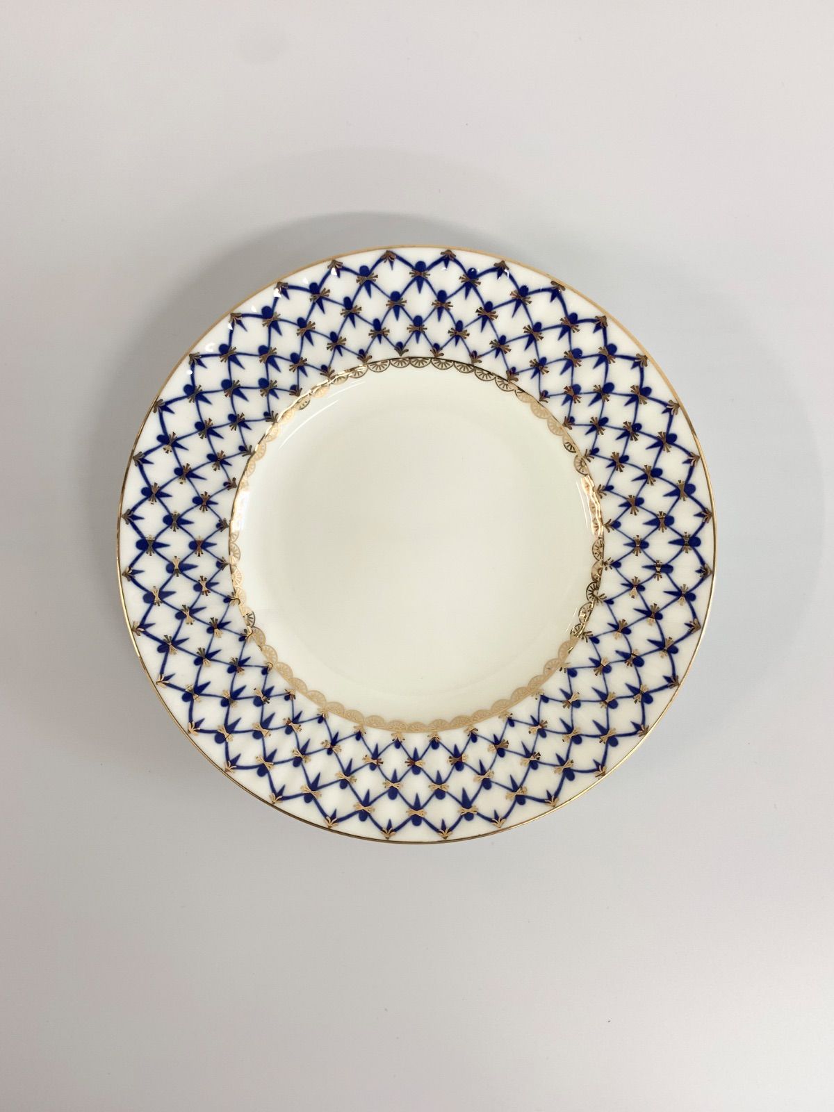 ロシアロモノーソフ　コバルトネット デザートプレート2枚 インペリアルポーセレン ロモノーソフ Imperial Porcelain