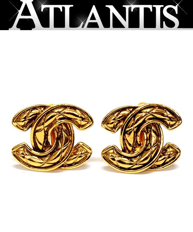 シャネル CHANEL ヴィンテージ ココマーク マトラッセ イヤリング ゴールド 72027