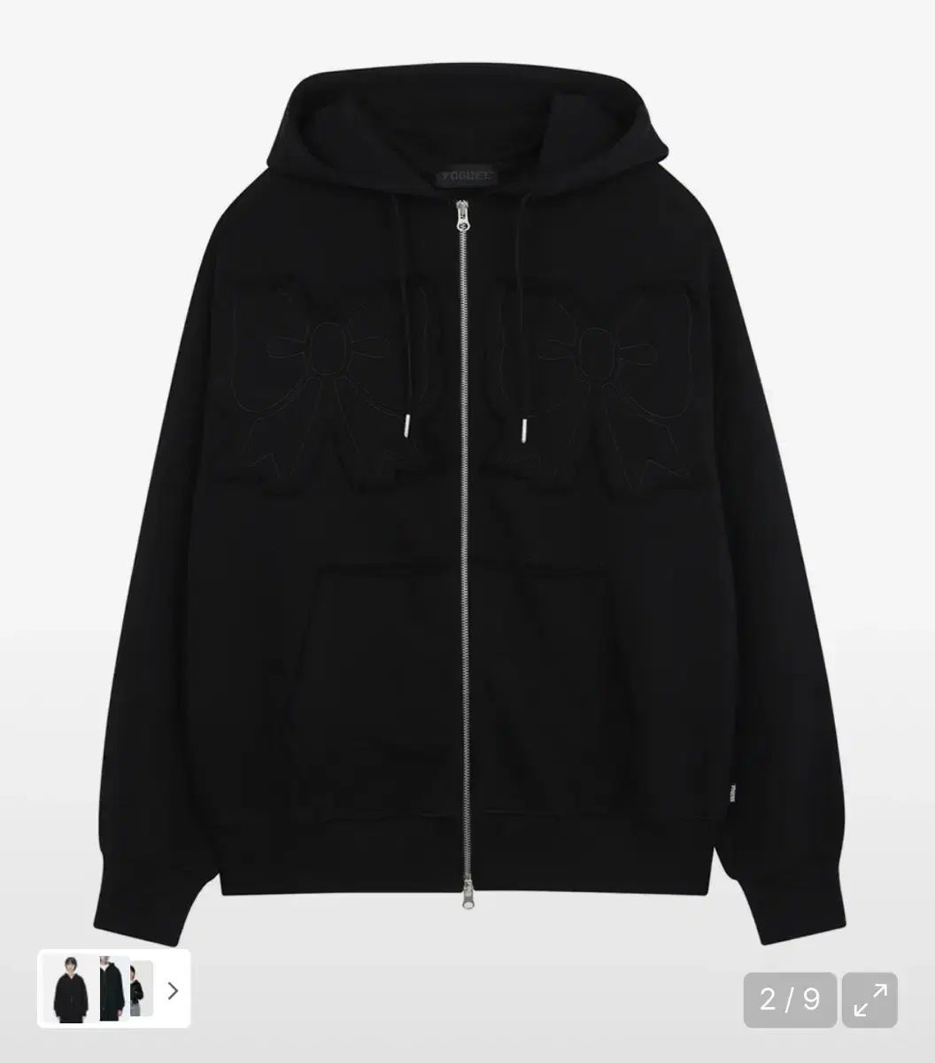 ユーヒー youhee リボン フードジップアップ ブラック WWW_NOITHATQUANGTHANH_NET