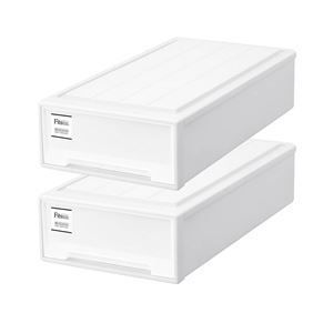 衣類収納|収納ケース スリム ホワイト 2個組 幅39cm 前枠付き 天馬 Fits フィッツケース