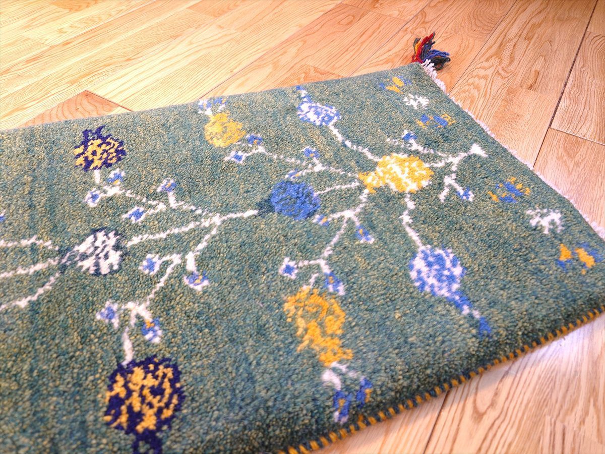 夏のキャンペーン】ギャッベ ミニランナー 118×42 黄金色 ザクロの実 夏の