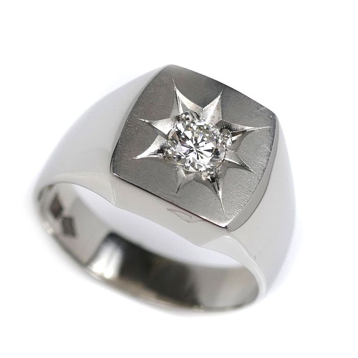 Pt900プラチナ リング 指輪 ダイヤモンド0.37ct 24号 19.6g メンズ