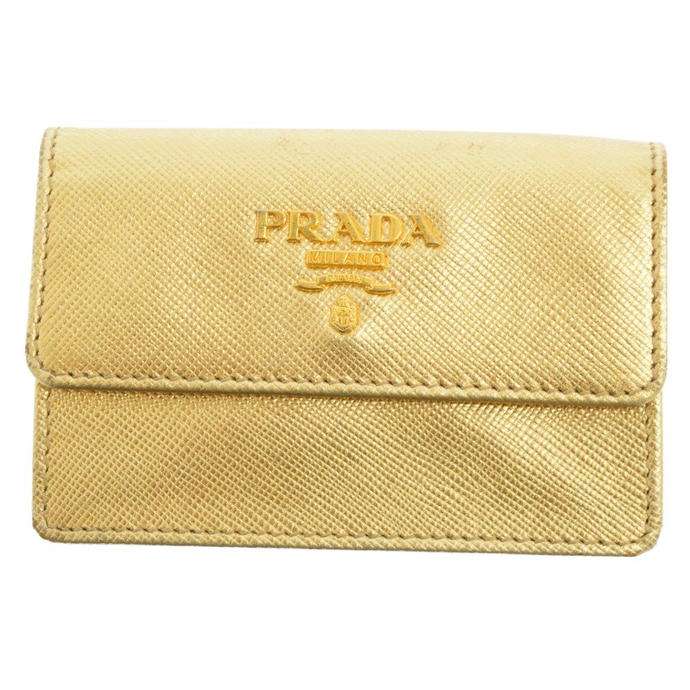 PRADA (プラダ) SAFFIANO METAL レザー 二つ折り カードケース パス