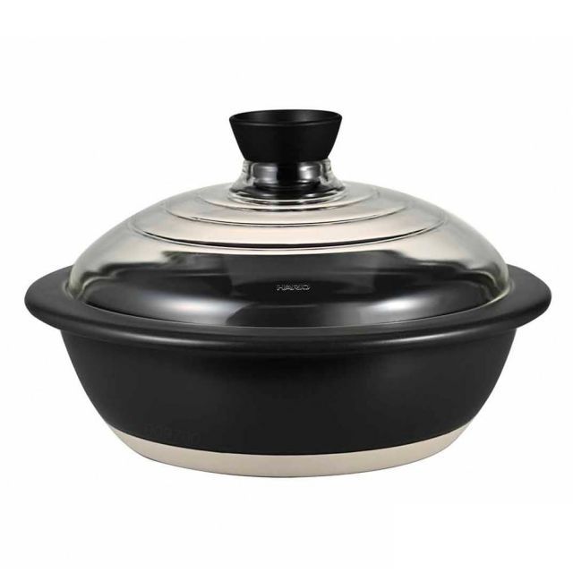 HARIO(ハリオ) フタがガラスの 土鍋 9号 3000ml 中身が見える 耐熱ガラス 陶器 日本製 GDN-255-B-W