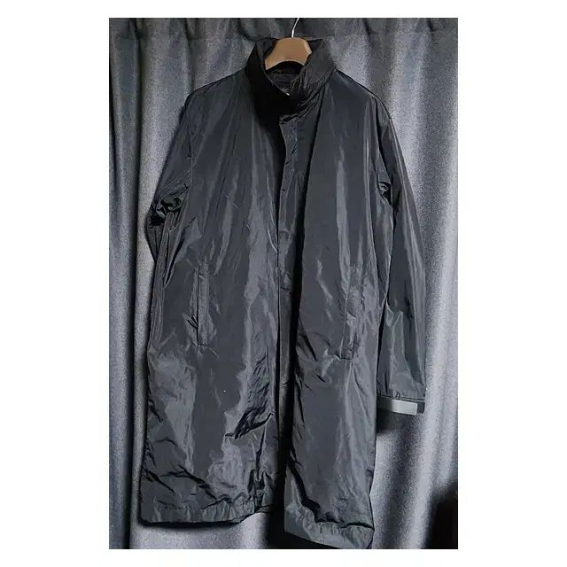 L musinsa standard(ムシンサスタンダード) ナイロン ウインドブレーカー ロングコート レインコート 黒 ＃ HM