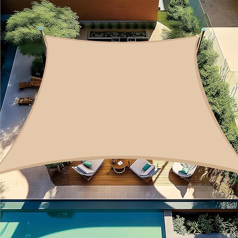 BIGLOONG 日除けシェード 日よけ サンシェード 雨よけシェード 300*300cm 紫外線UVカット遮熱 断熱 屋外 省エネ 廊下・庭下・プール ・ パーゴラ・ カーポート・ 窓・ 玄関 (砂色， 3*3M)