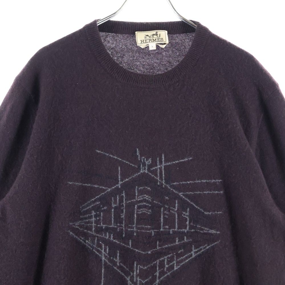 HERMES エルメス 15SS カシミヤ フロントデザイン クルーネックニットセーター ブラウン USTAUSTRALIA_COM_AU