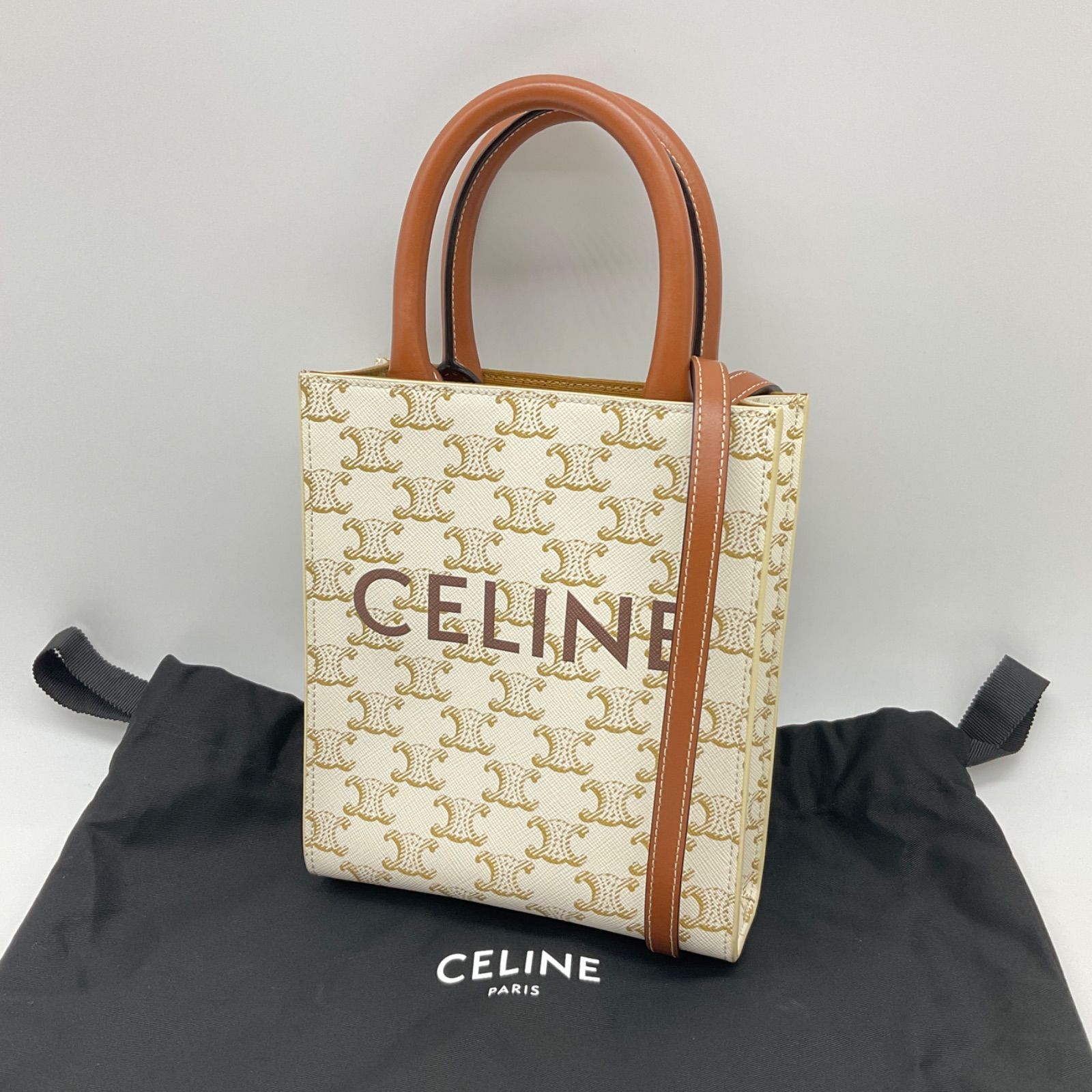 ▽CELINE セリーヌ ミニ バーティカル カバ トリオンフ キャンバス 