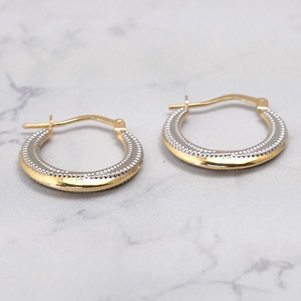 UNOAERRE ウノアエレ ピアス 18金 K18YG x WG イエロー x ホワイトゴールド フープピアス 両耳用 イタリア製 UNO8716 ジュエリーボックスプレゼント