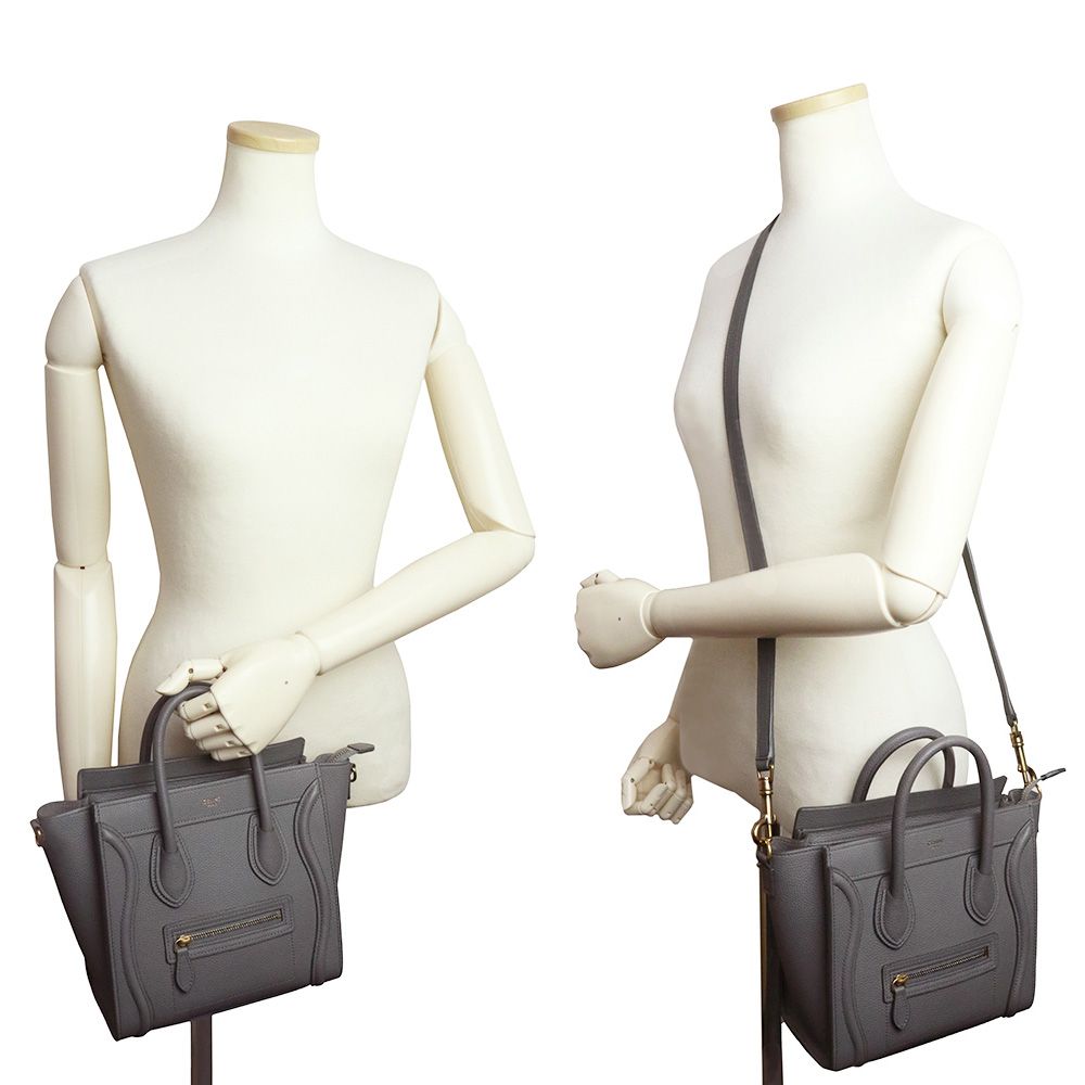 CELINE セリーヌ ショルダーラゲージ ナノ ドラムドカーフスキン GREY 