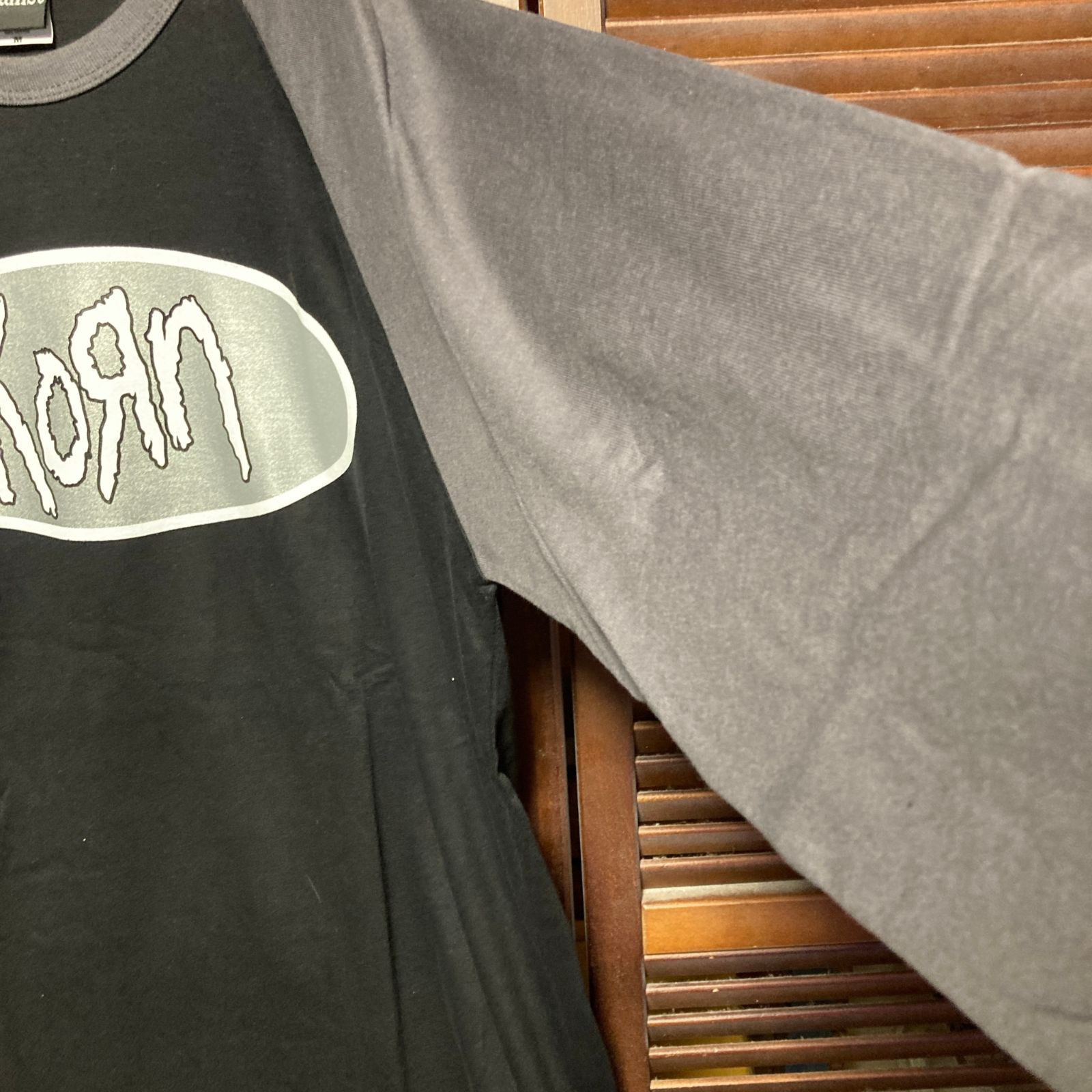 コーン KORN ラグラン グレー 黒 長袖 Tシャツ ロンT バンド