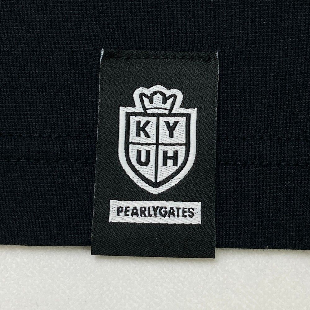 サイズ：2 PEARLY GATES パーリーゲイツ  モックネック半袖Tシャツ プリント  ブラック系 [240101445457] ゴルフウェア レディース ストスト サイズ：2 PEARLY GATES パーリーゲイツ モックネック半袖T