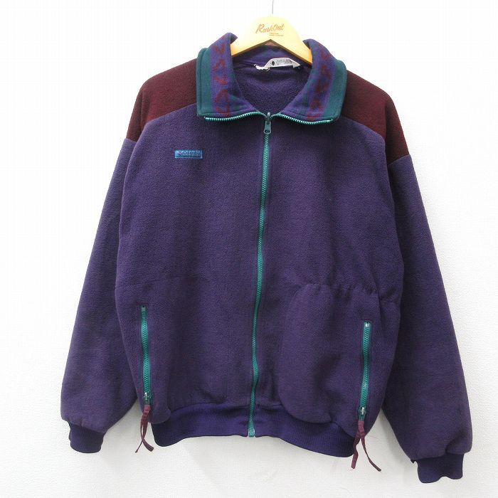 L/古着 コロンビア 長袖 フリース ジャケット メンズ 90s ワンポイントロゴ ツートンカラー 紫他 パープル 24sep24 中古 アウター