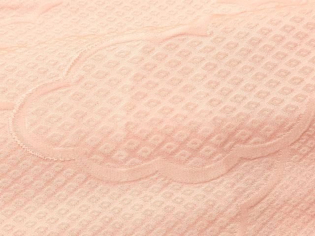 平和屋着物▽上質な色無地 単衣 雲取り地紋 薄桜色 正絹