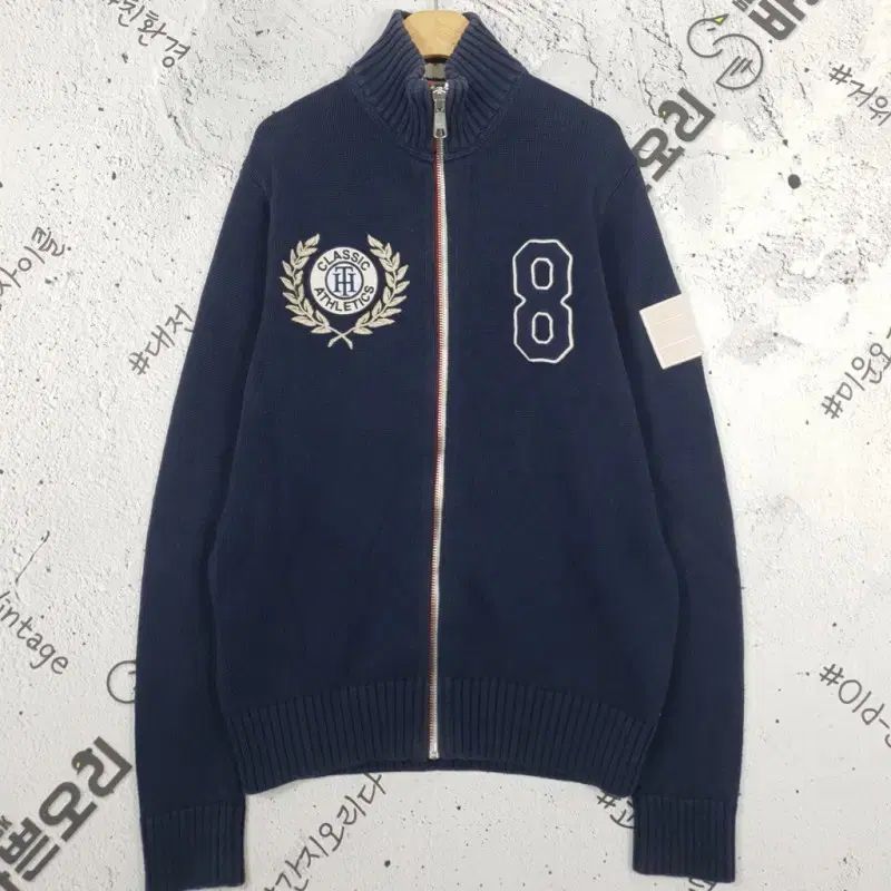 Tommy Hilfiger(トミーヒルフィガー) TOMMY 刺繡 モクネック カーディガン ネイビー 2400043