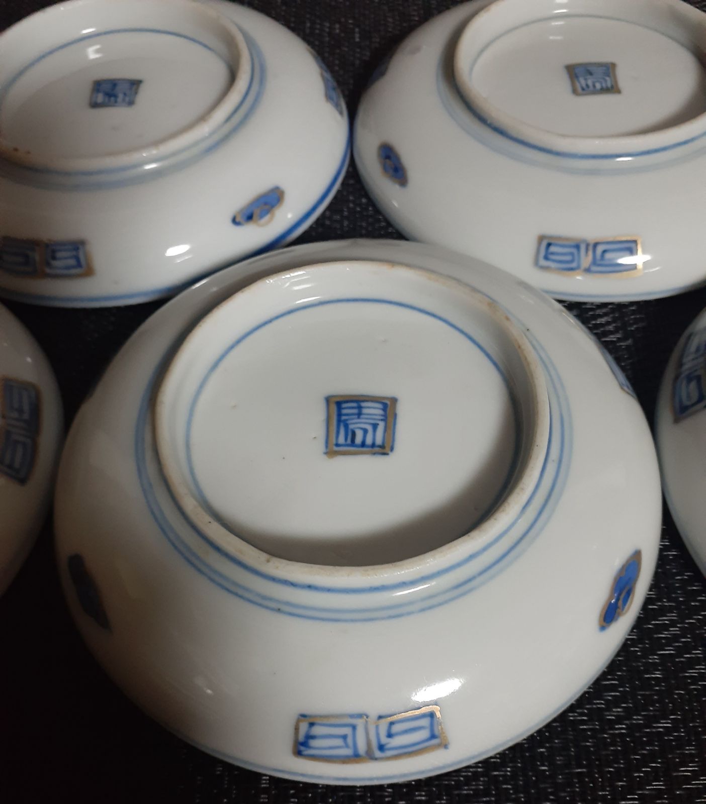 幕末〜明治時代 伊万里 染錦 梅鶯団龍文 6寸皿 3客