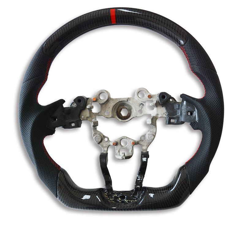 マツダ デミオDJ系 アクセラ CX-3DK系 CX-5KF全系 リアルカーボンステアリング 赤いセンターライン１個