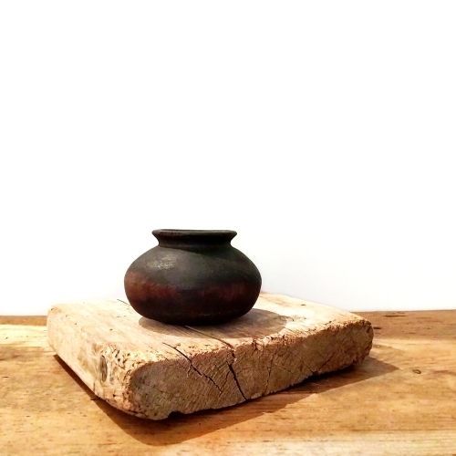 インド アンティーク 木の壺 ウッドポット ヴィンテージ 骨董 古道具 アジアン