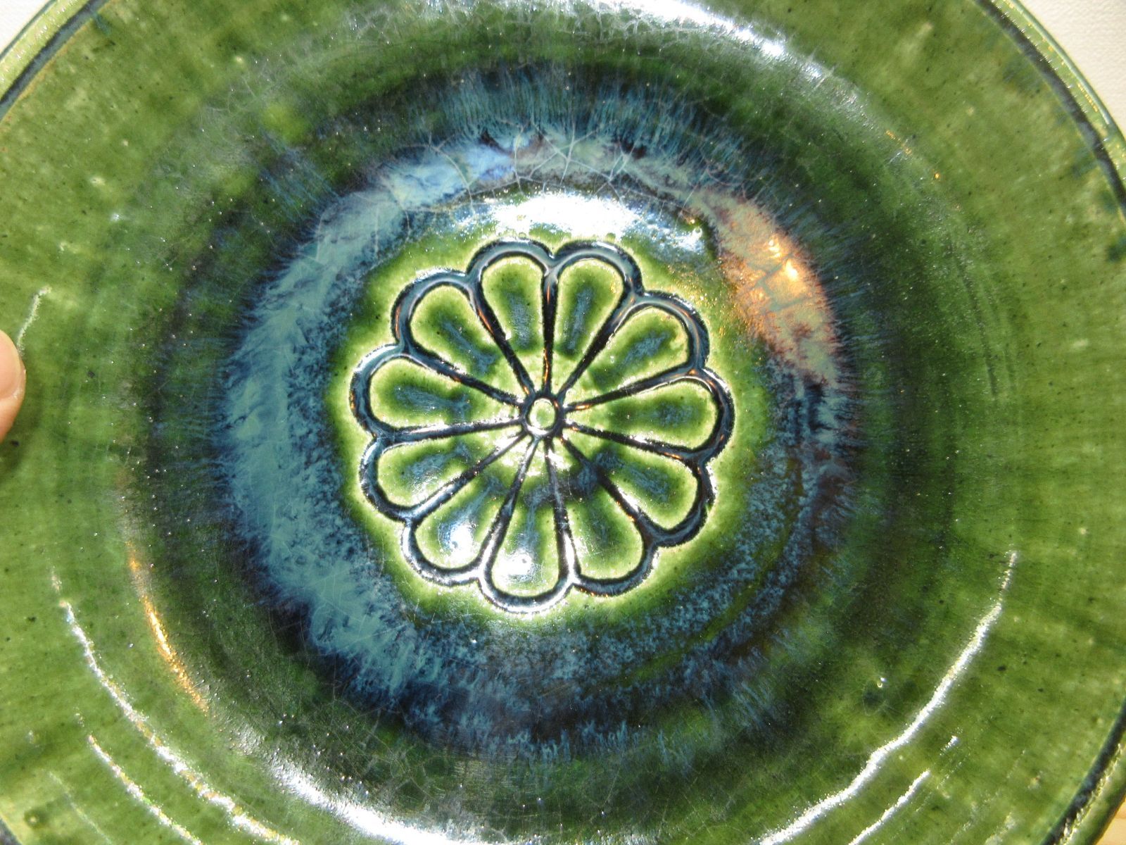 逢絢亭】茶道具 菓子鉢 高台鉢 美濃焼 織部 加藤芳右衛門 共