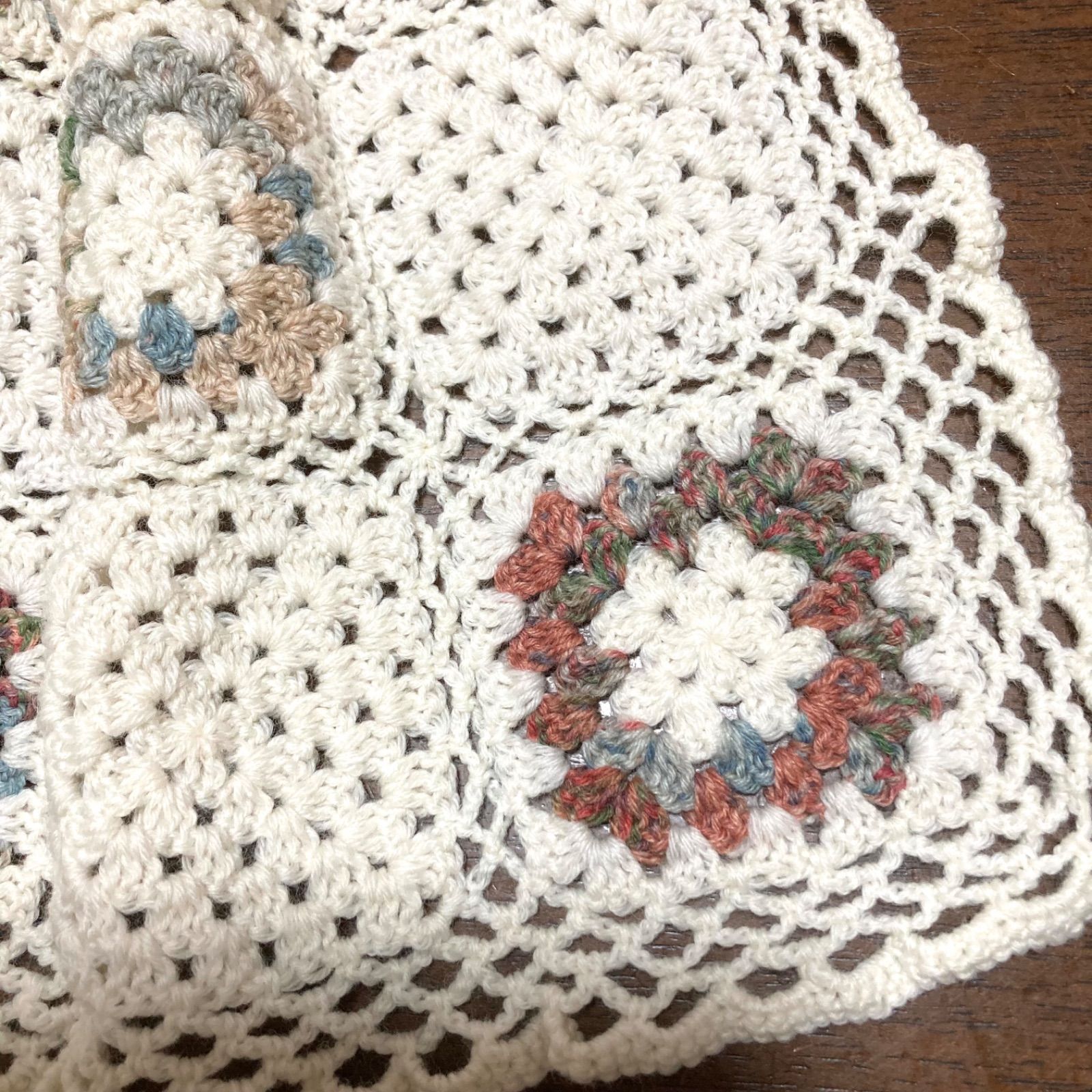 モチーフ編み　ブランケット　マルチカバー モチーフ編み【16】ハンドメイド ブランケット マルチカバー