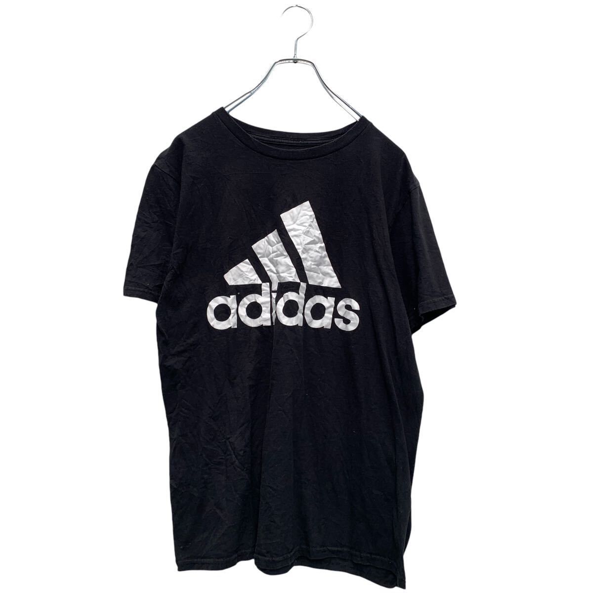 adidas 半袖 ロゴTシャツ M ブラック ホワイト アディダス クルー 