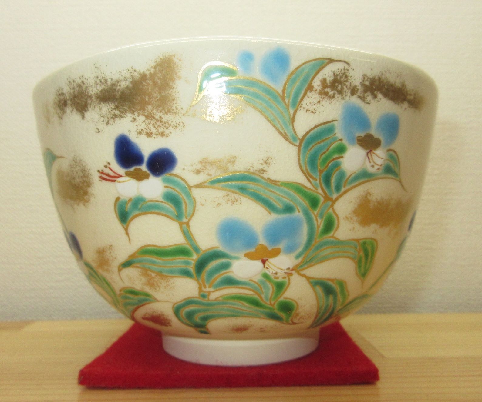 逢絢亭・新品】茶道具 茶碗 京焼 仁清 露草の図 文月和香 共