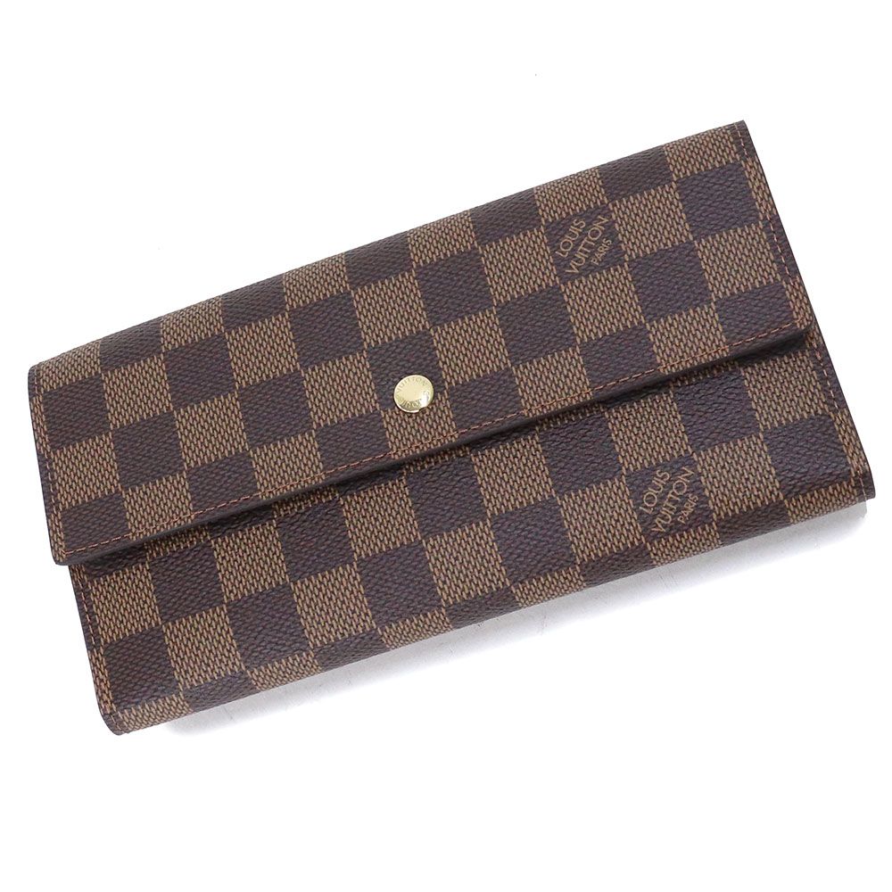 ルイ ヴィトン ポルトフォイユ インターナショナル 三つ折り財布 ダミエ ブラウン 茶 ゴールド金具 N61217 LOUIS VUITTON