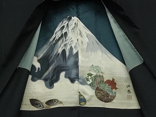 平和屋着物○男性 黒紋付 羽織セット 正絹 逸品 CAAX1113vf CAAS8404vf  