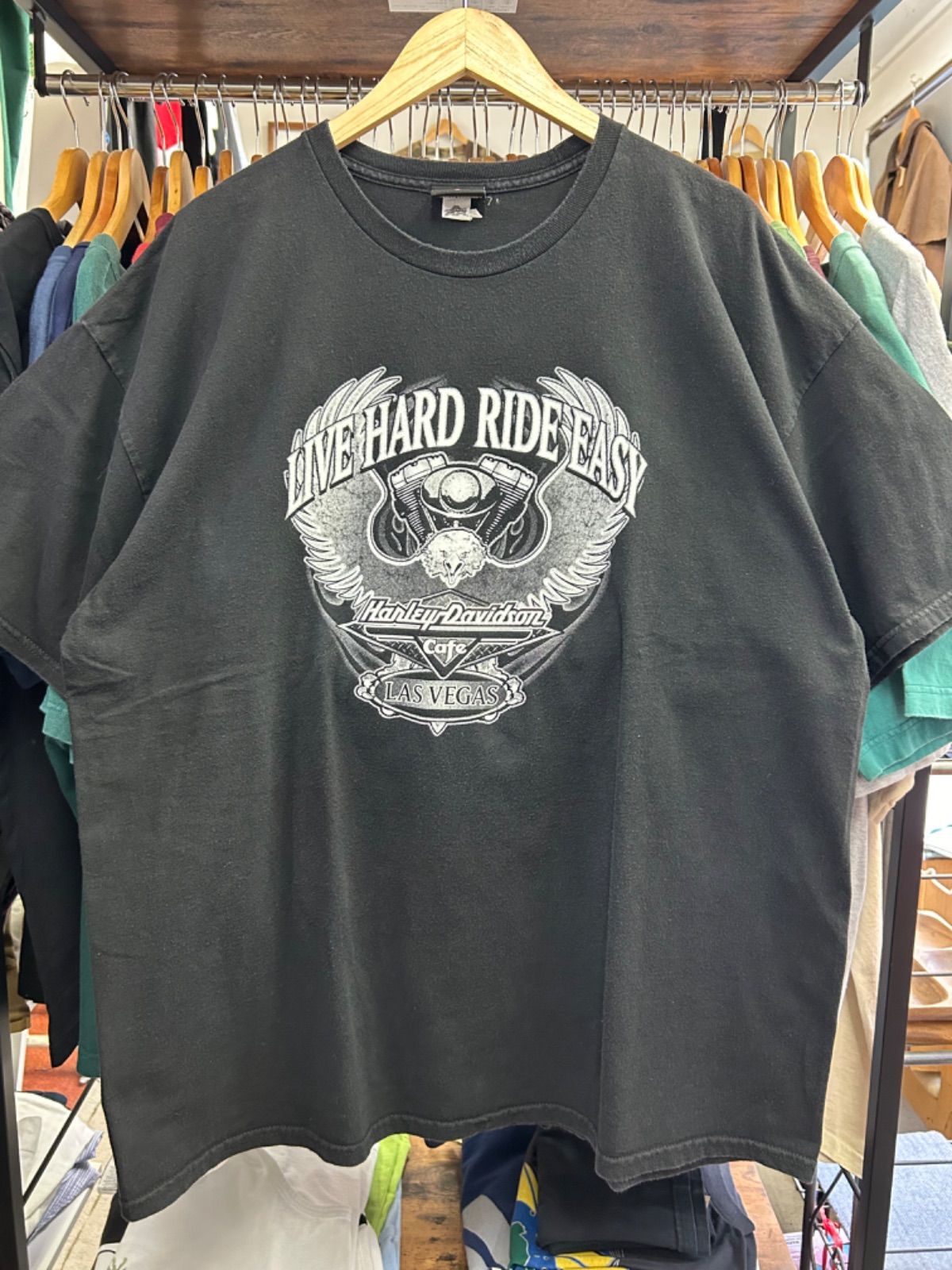 00sハーレーダビッドソン カフェTシャツ ラスベガス 2XLサイズ黒