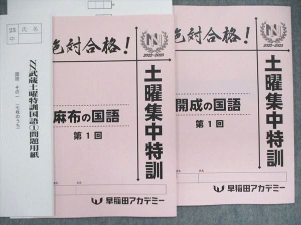 対策麻布の国語 NN土曜集中特訓 2022-2023 早稲アカ