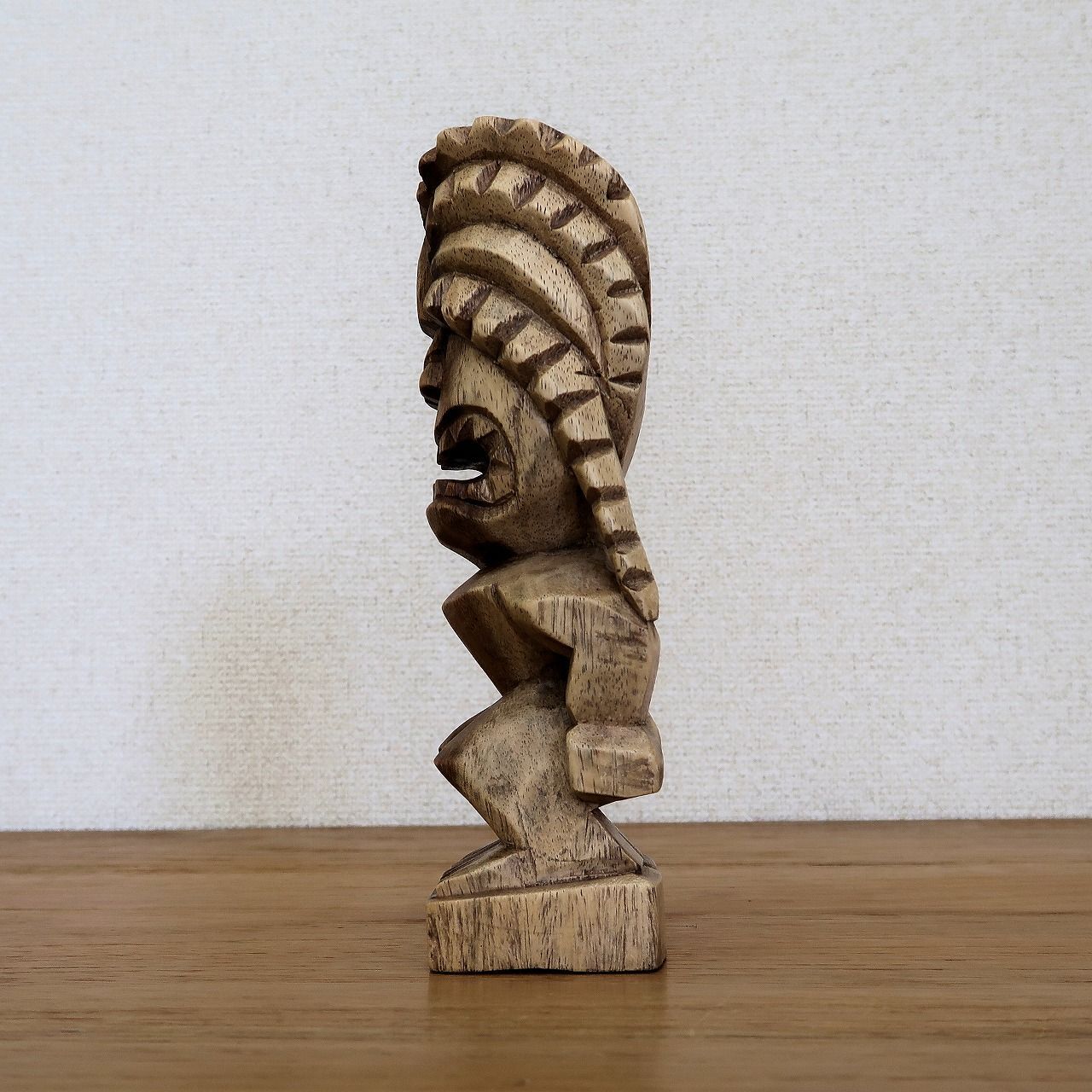 ティキの木彫り 戦いの神 ティキ クー TIKI KU 20cm 木製 スワール無垢