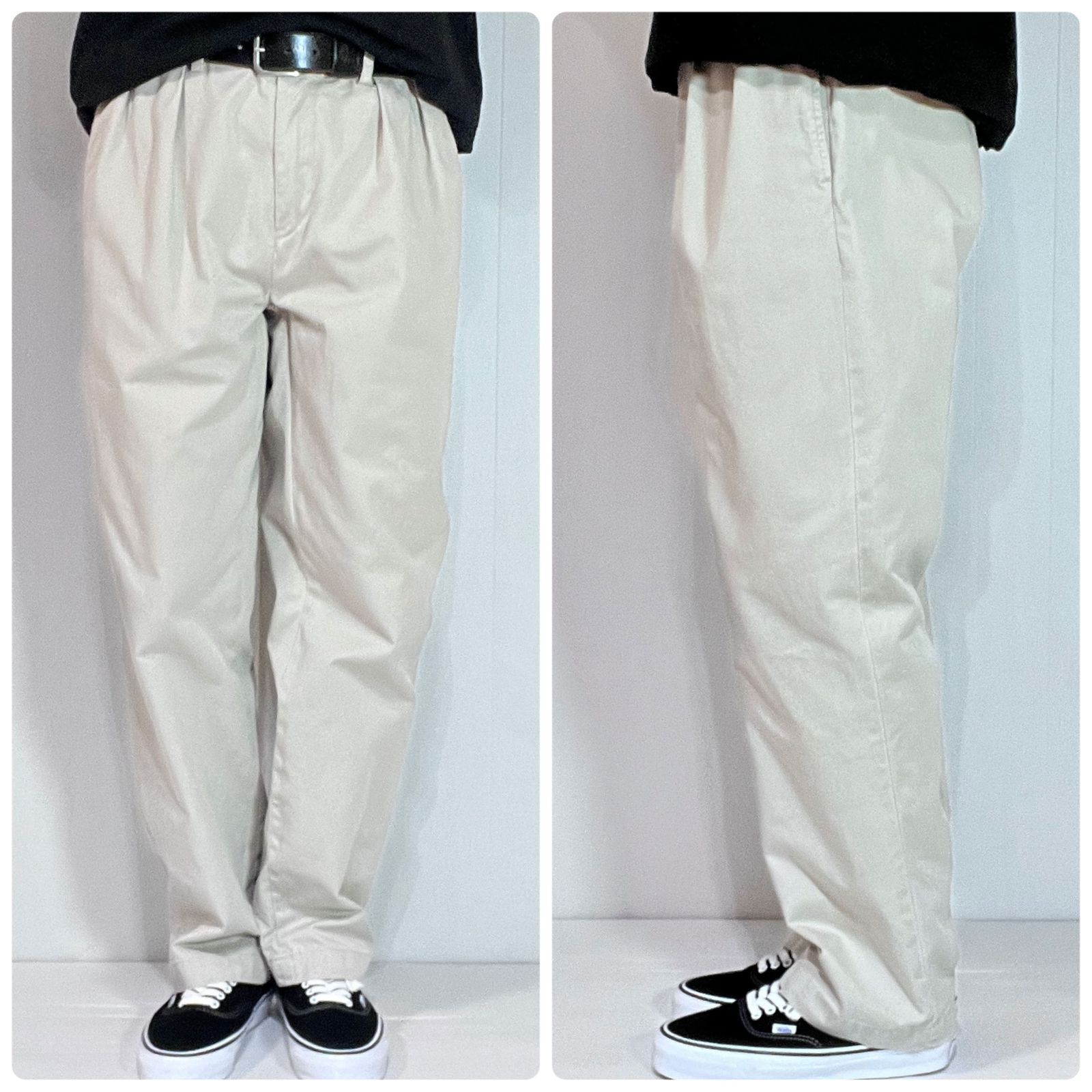 Polo by Ralph Lauren ポロラルフローレン W 34 L 30 ツータック チノパン クラシックフィット ライトベージュ CLASSIC FIT 厚手 コットン ワイドパンツ メンズ ボトムス ポロチノ 超ゴールデンサイズ p