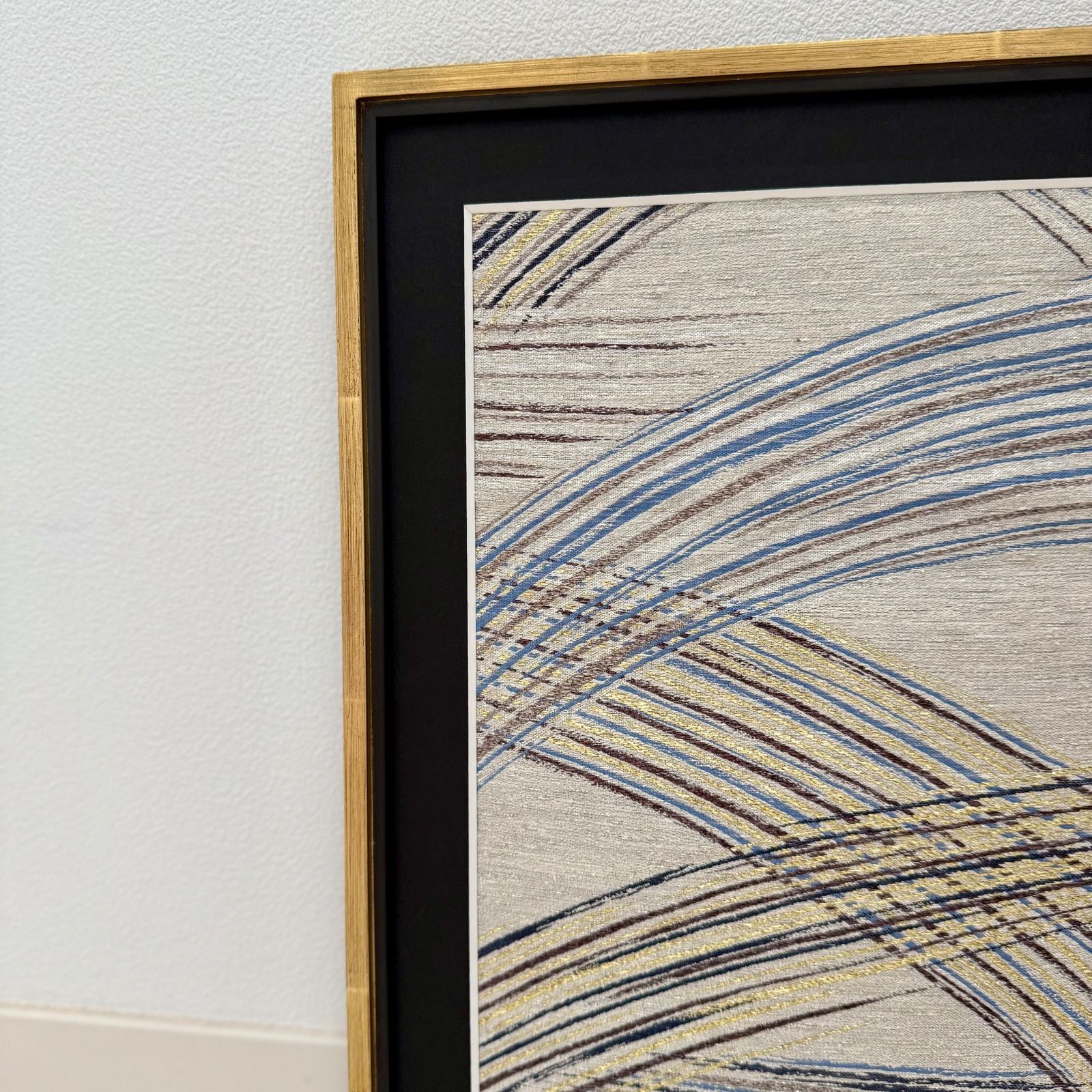 京都帯屋さん フレーム入りシルク織物アート 刷毛波柄