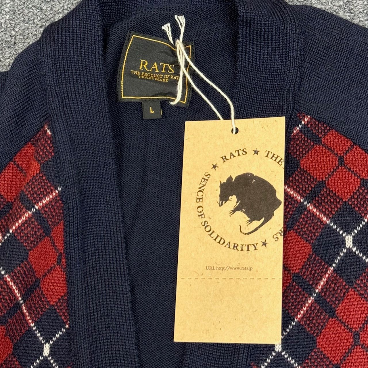定価45980円 新品 RATS 23AW ARGYLE ZIP CARDIGAN アーガイルジップ 