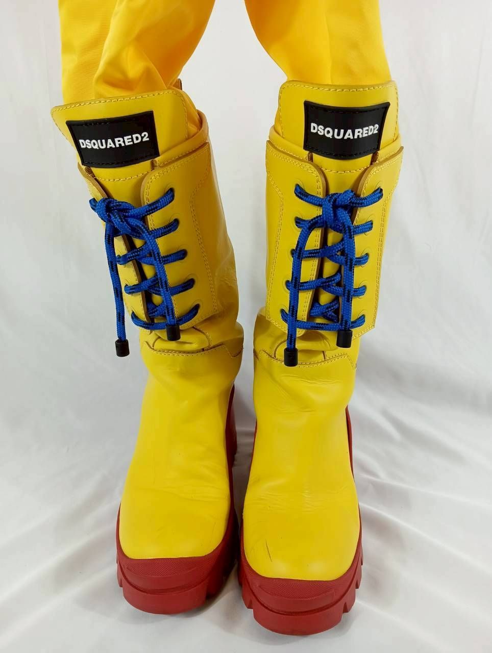 ディースクエアード DSQUARED2 ロングブーツ イエロー レッド サイズ39