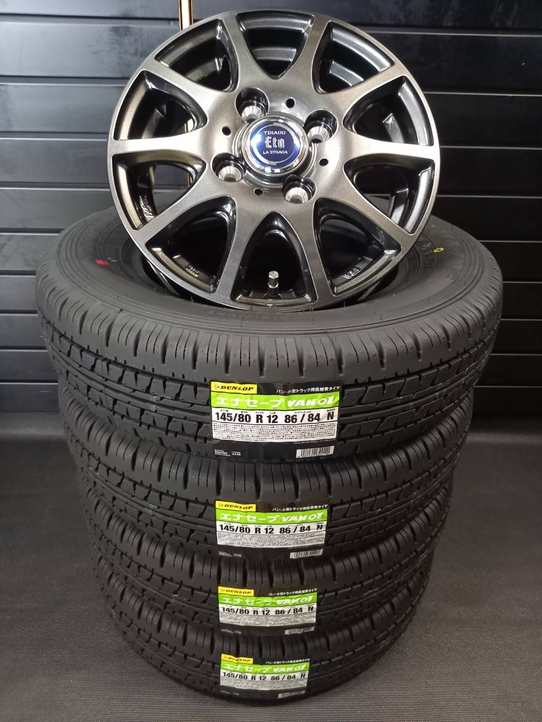 製 ダンロップ エナセーブ VAN01 145 80R12 86 84 TIRADO ETA ラジアルタイヤ アルミホイール 4本 145R12 8PR 相当