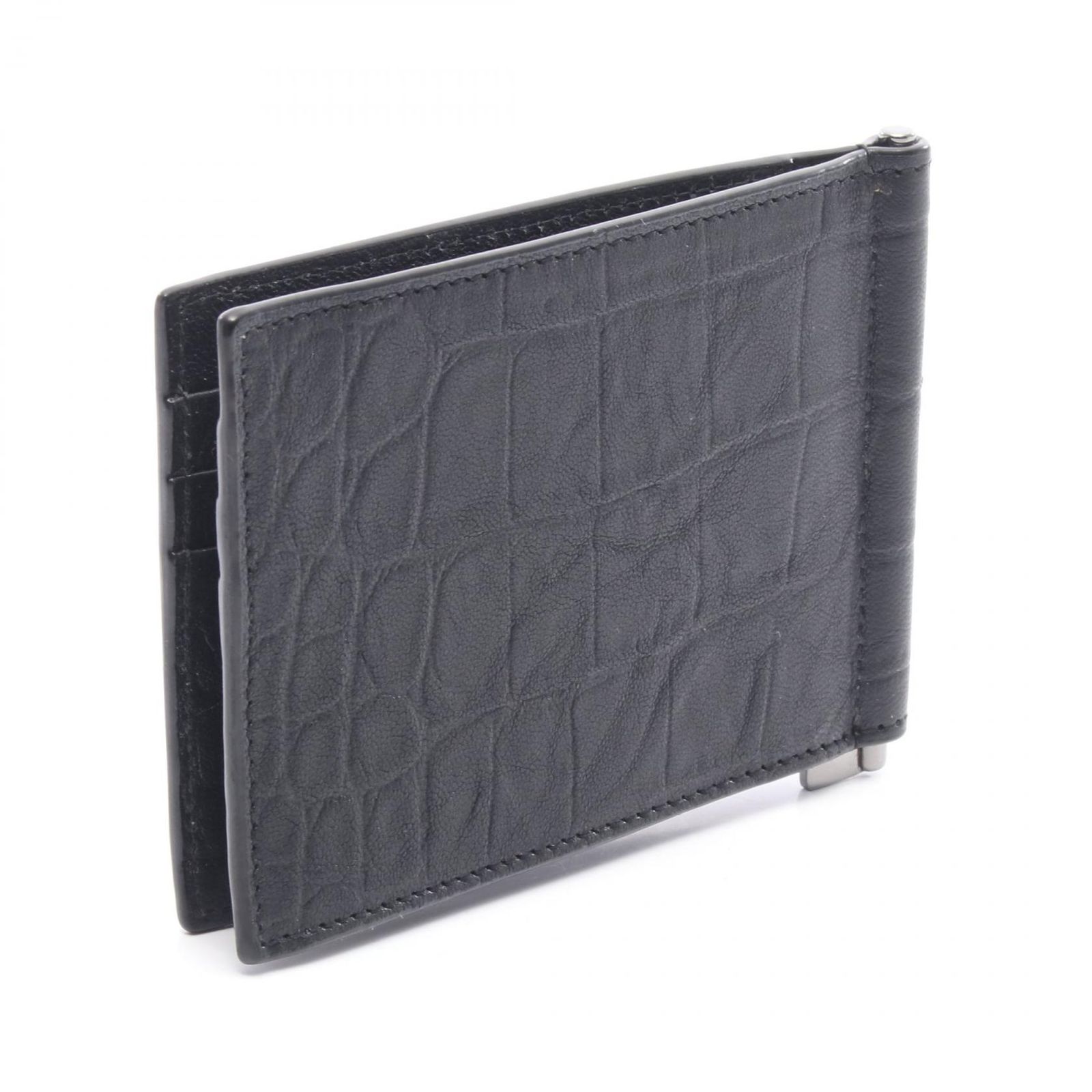 サンローランパリ SAINT LAURENT PARIS 二つ折り財布 モノグラム ブラック レザー マネークリップ メンズ