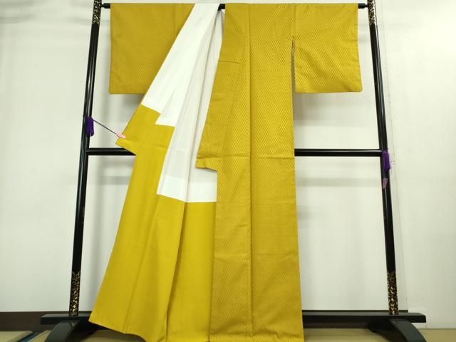 平和屋本店□超希少 本場黄八丈 東京都無形文化財 山下めゆ 紬 市松