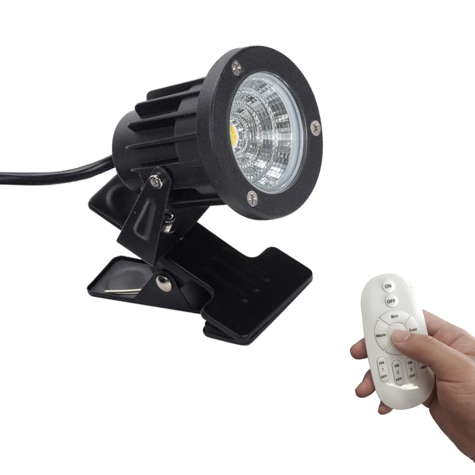 定番人気，格安 【人気商品】FSLiving 7Ｗ リモコン付き 調光対応 発光色も変更可 電球色/昼光色 看板用 黒板用照明 LEDクリップライト スポットライト ピッコロライト コード長3m LED クリップライト 防雨型ク その他