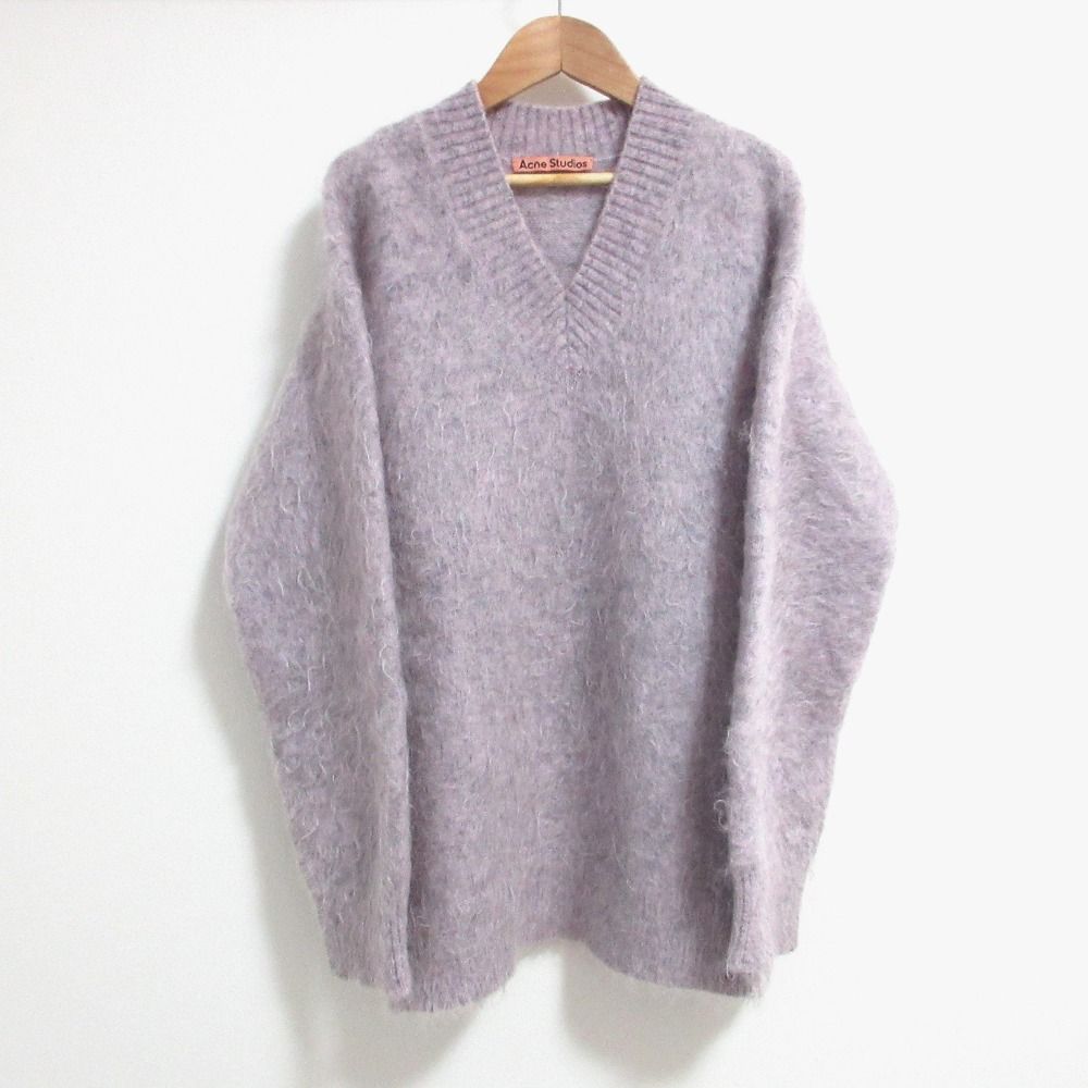 Acne Studios - 美品 Acne Studios アクネストゥディオズ モヘヤブレンド ストレッチ Vネック シャギーニット セーター オーバーサイズ XS パープル レディース 古着 中古 USED 美品 Acne Studios アクネストゥディオズ モヘヤブレンド