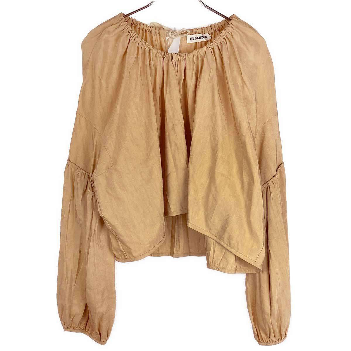 JIL SANDER ジルサンダー レーヨンリネンギャザーシャツブラウス HS JW 