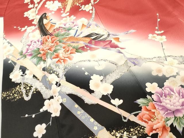 振袖セット 振袖フルセット 正絹 やまと誂製 枝花文 暈染 金彩 ボルドー 38 振袖セット 振袖フルセット 正絹 やまと誂製 枝花文 暈染 金彩 ボルドー