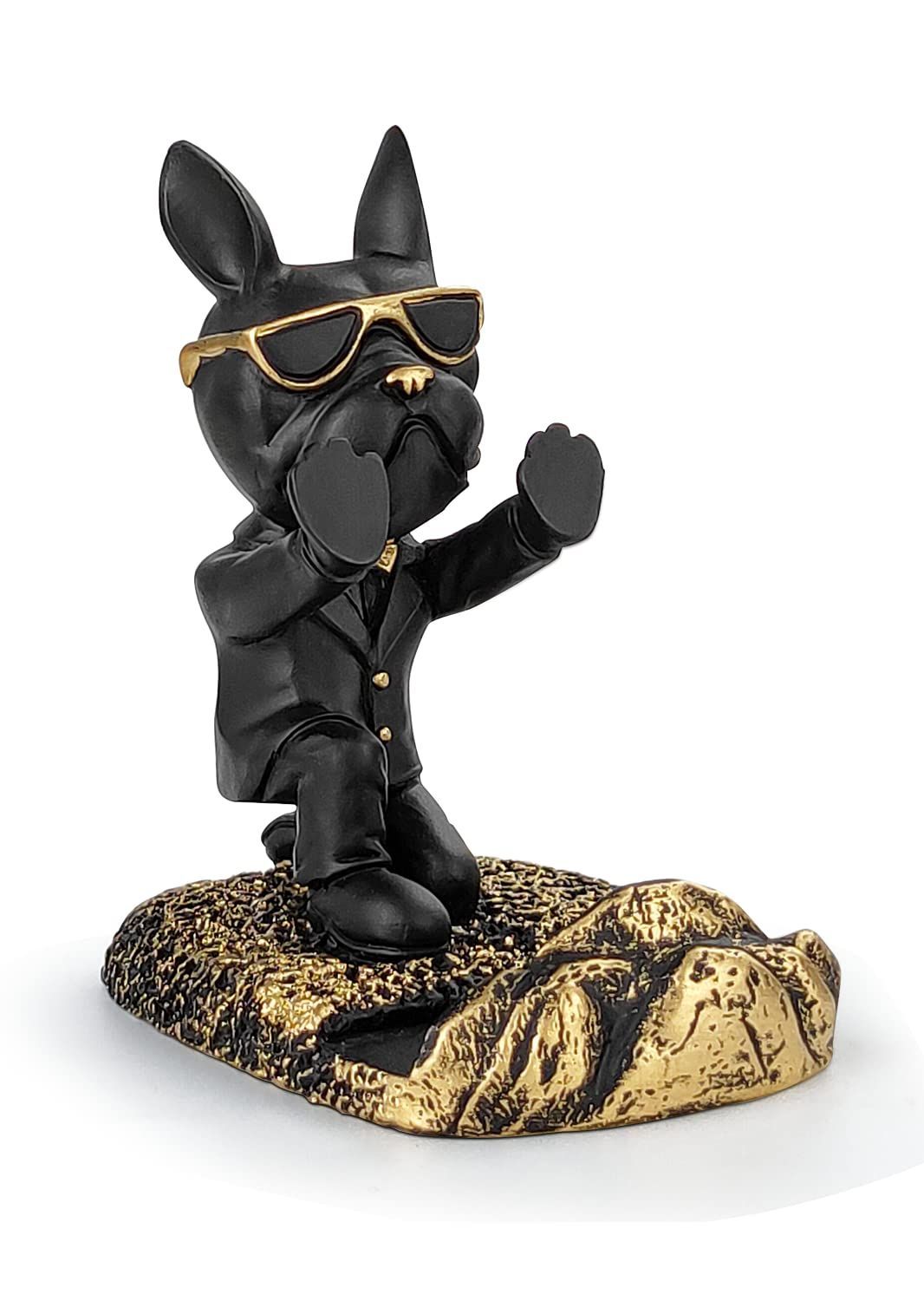 在庫セール SENJWARM 小物置き スマホスタンド 2in1 面白い犬オーナメント 卓上 ホルダー 携帯電話用ドック スタンド 置物 卓上インテリア 滑り止め 優れる安定性 樹脂製 スタンド 縦置き ブルドッグ 横置き かわいい 犬グッズ 雑貨 クリスマ