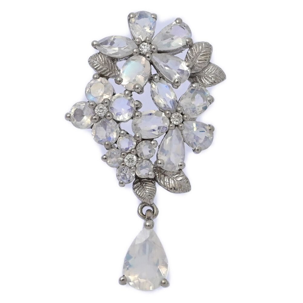 2.5ct|FD 0.03ct|ムーンストーン･ダイヤモンドペンダントトップ|K18WG|750-3.6g|ホワイトゴールド 翌日配送可 ♀ S レディース 592202