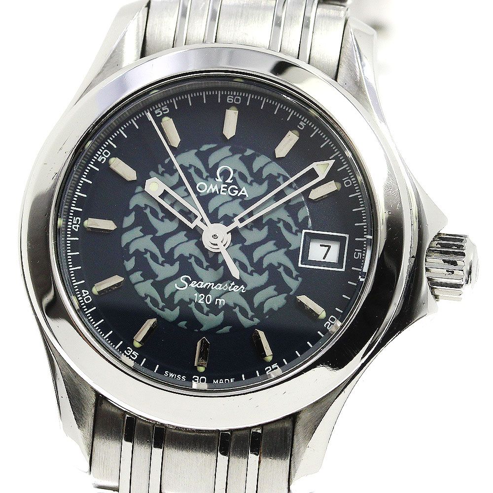 商品の状態ガラス訳あり オメガ OMEGA 2501.89 シーマスター120 ジャックマイヨール 20周年モデル 自動巻き メンズ 保証書付き_ 767929 - 腕時計(アナログ)