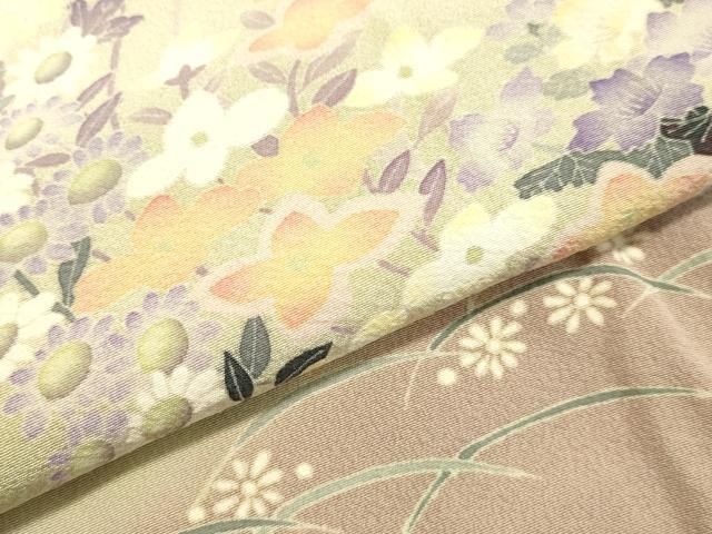 平和屋着物○本加賀友禅作家 白坂幸蔵 色留訪問着 草花丸文 暈し染め