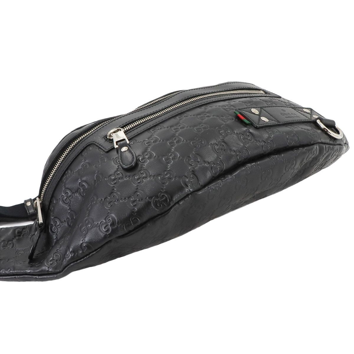 美品 グッチ GUCCI グッチシマ ボディ バッグ レザー ブラック