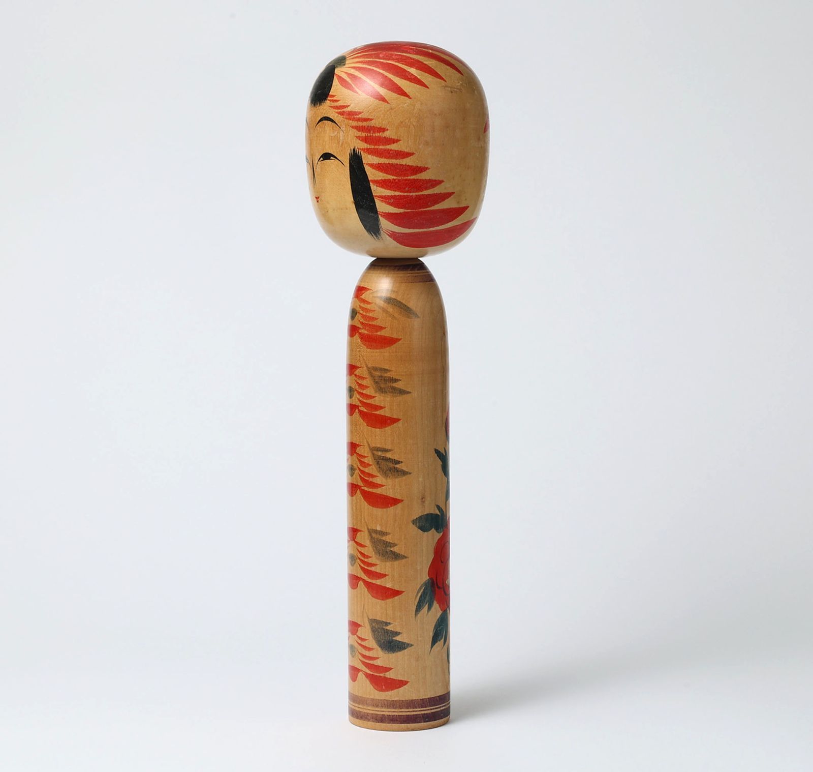 伝統的な手描きのこけし 約60cm 我妻吉助 (遠刈田系) 伝統的な手描きの