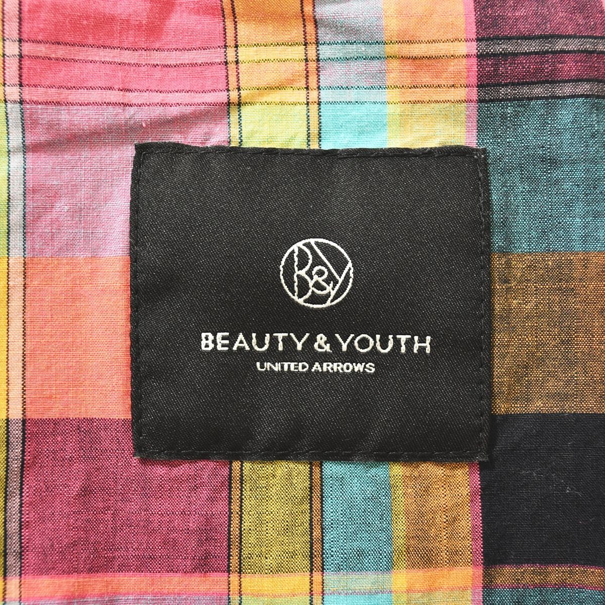 【人気】 ユナイテッドアローズ ビューティー&ユース UNITED ARROWS BEAUTY&YOUTH 裏地チェック柄 スウィングトップ ジャケット ブルゾン L ベージュ メンズ