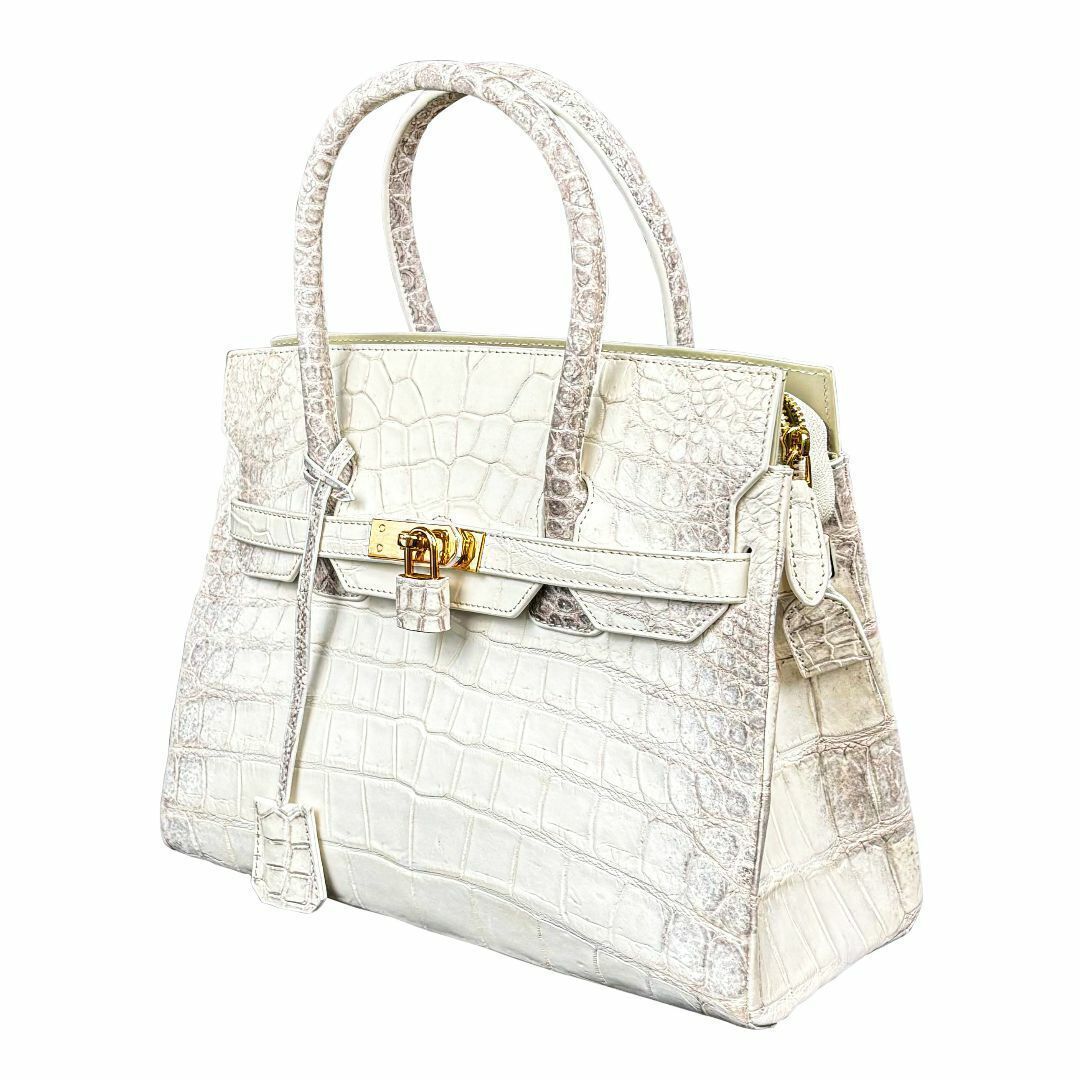 新品未使用】ヒマラヤクロコダイル ハンドバッグ ホワイト TK35②